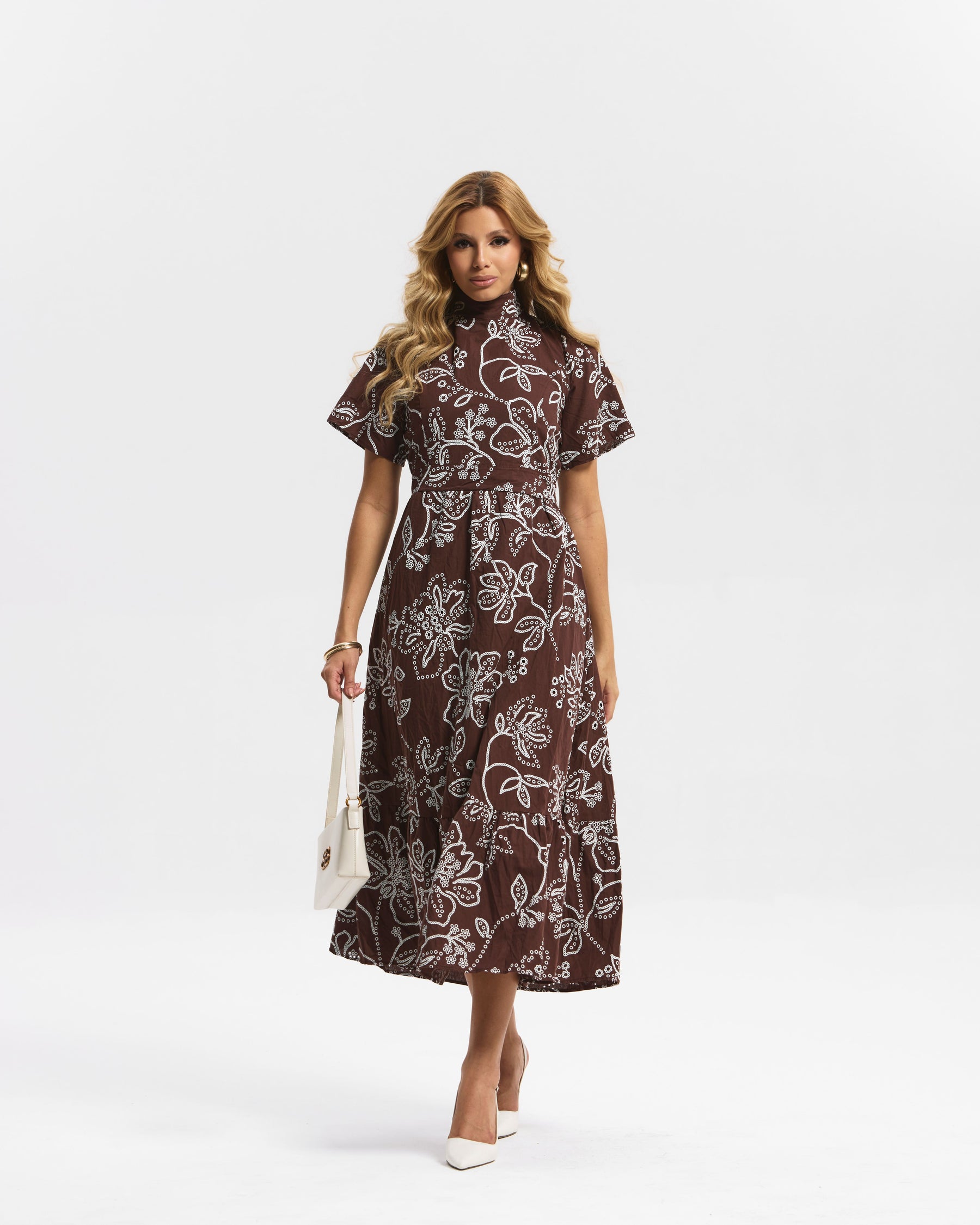 VESTIDO LONGO TRICOLINE BORDADO