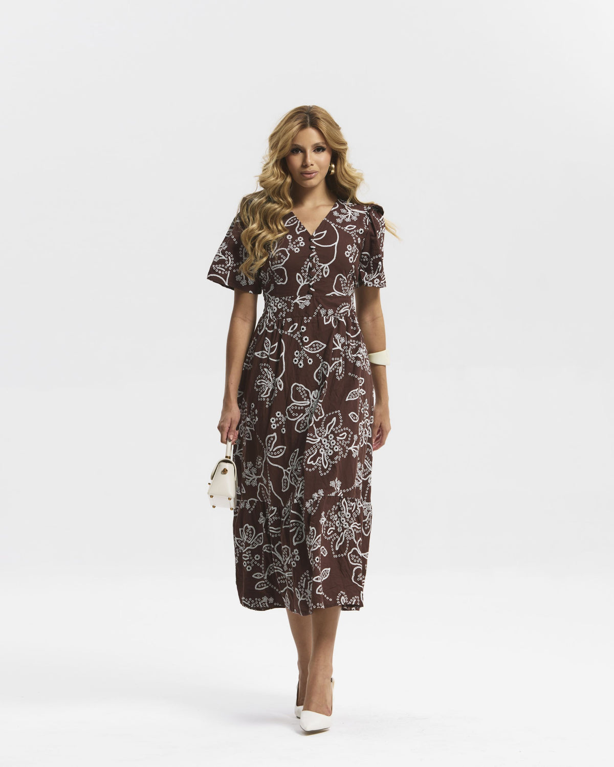 Vestido Longo Tricoline Bordado