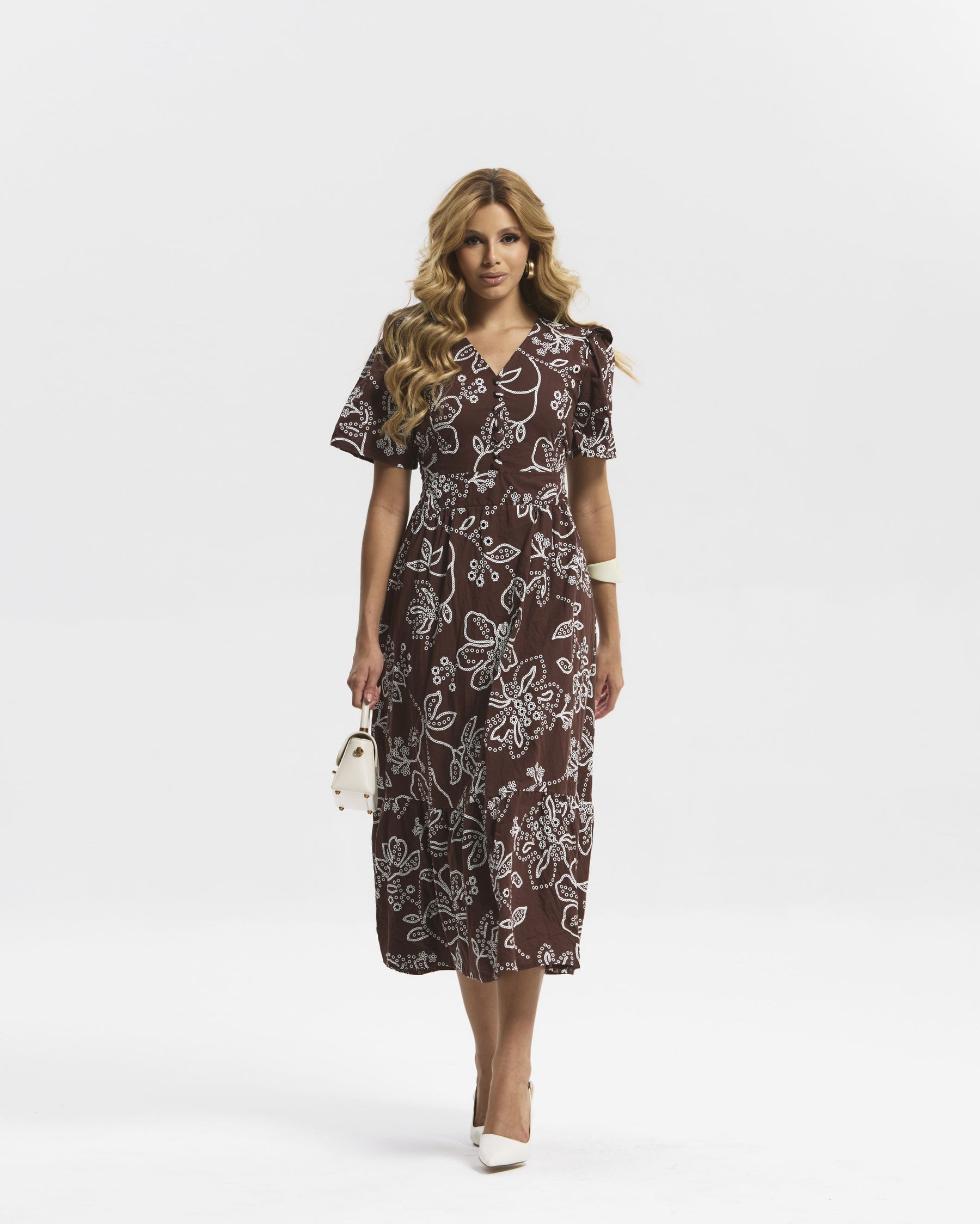 Vestido Longo Tricoline Bordado