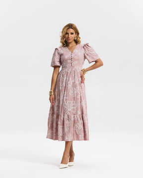 Vestido Longo Tricoline Bordado