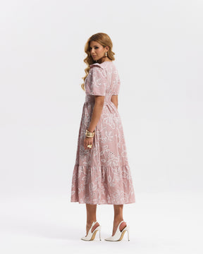 Vestido Longo Tricoline Bordado
