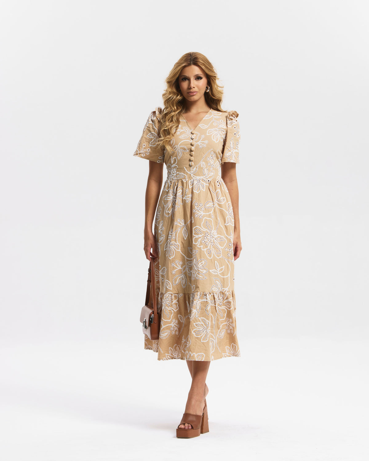 Vestido Longo Tricoline Bordado