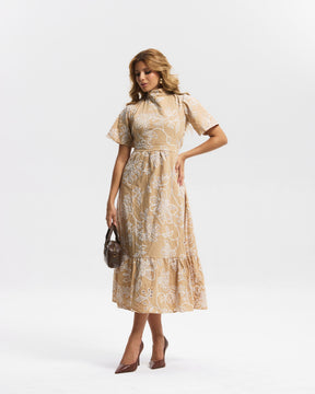 VESTIDO LONGO TRICOLINE BORDADO
