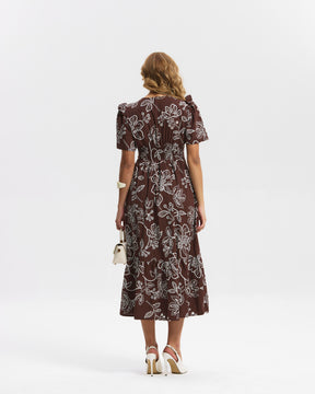 Vestido Longo Tricoline Bordado
