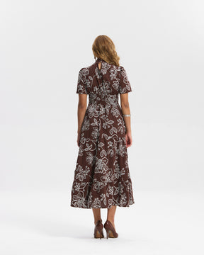Vestido Longo Tricoline Bordado