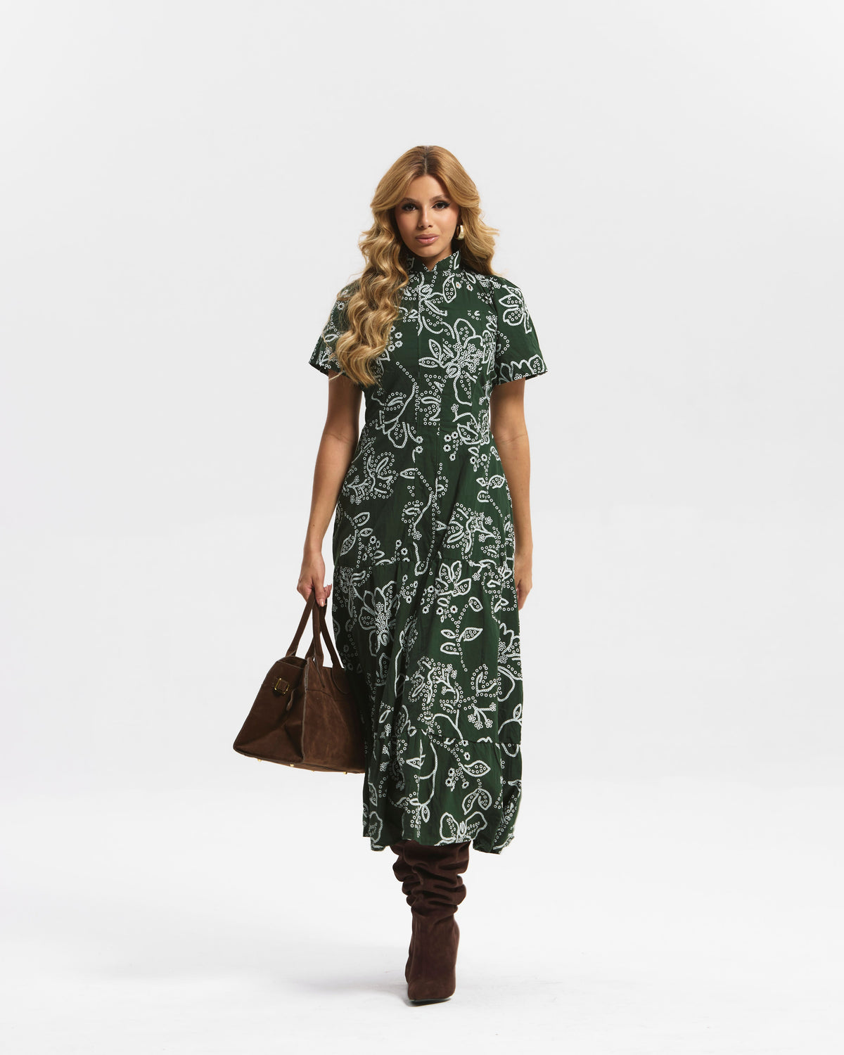 Vestido Longo Tricoline Bordado