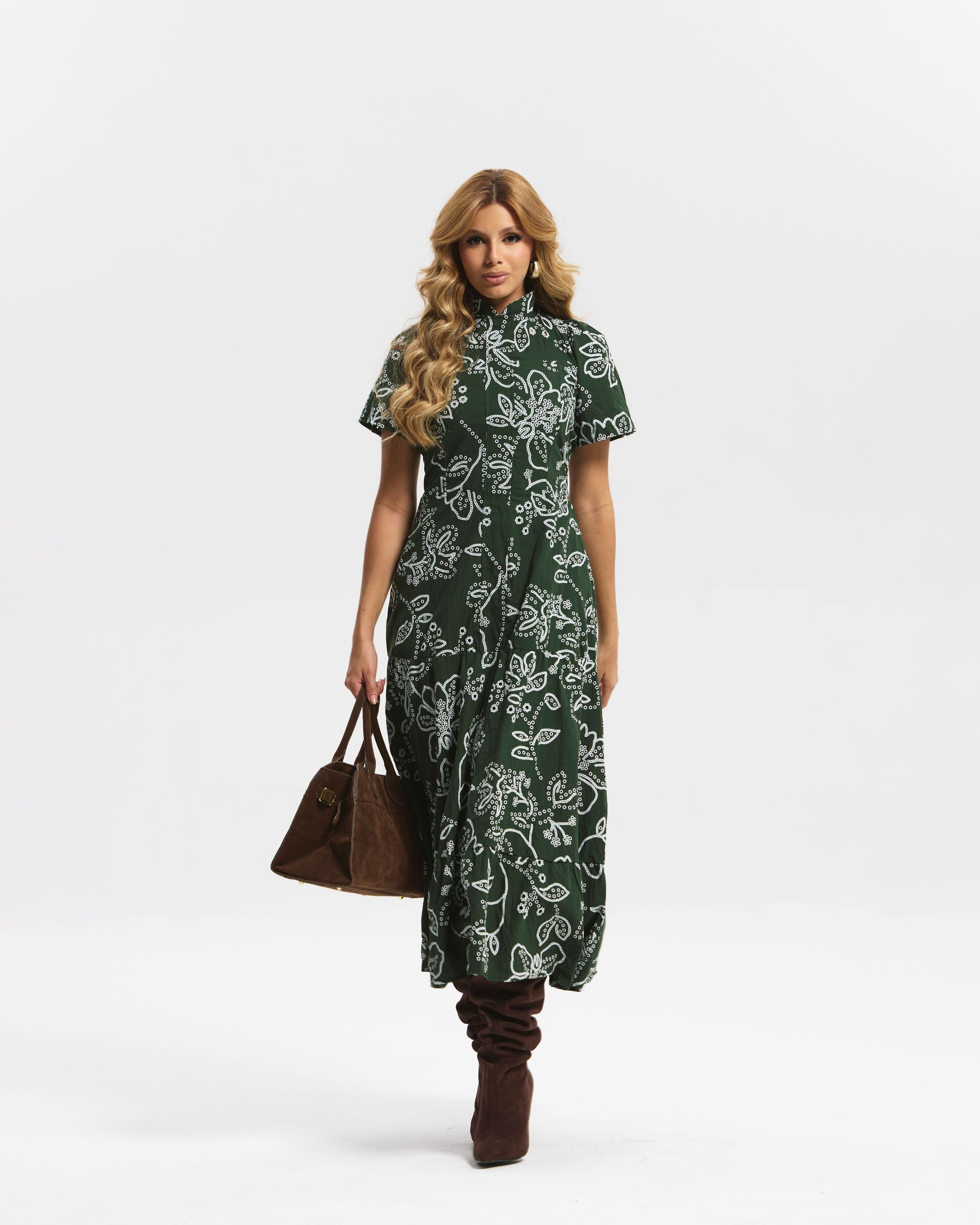 Vestido Longo Tricoline Bordado