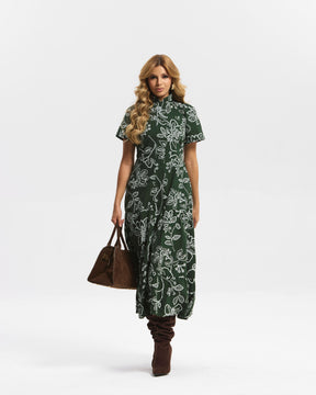 Vestido Longo Tricoline Bordado