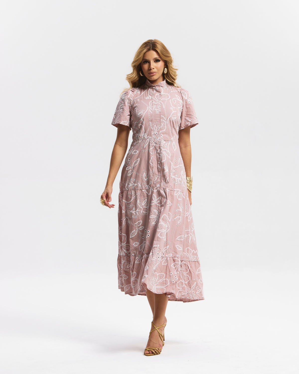 Vestido Longo Tricoline Bordado