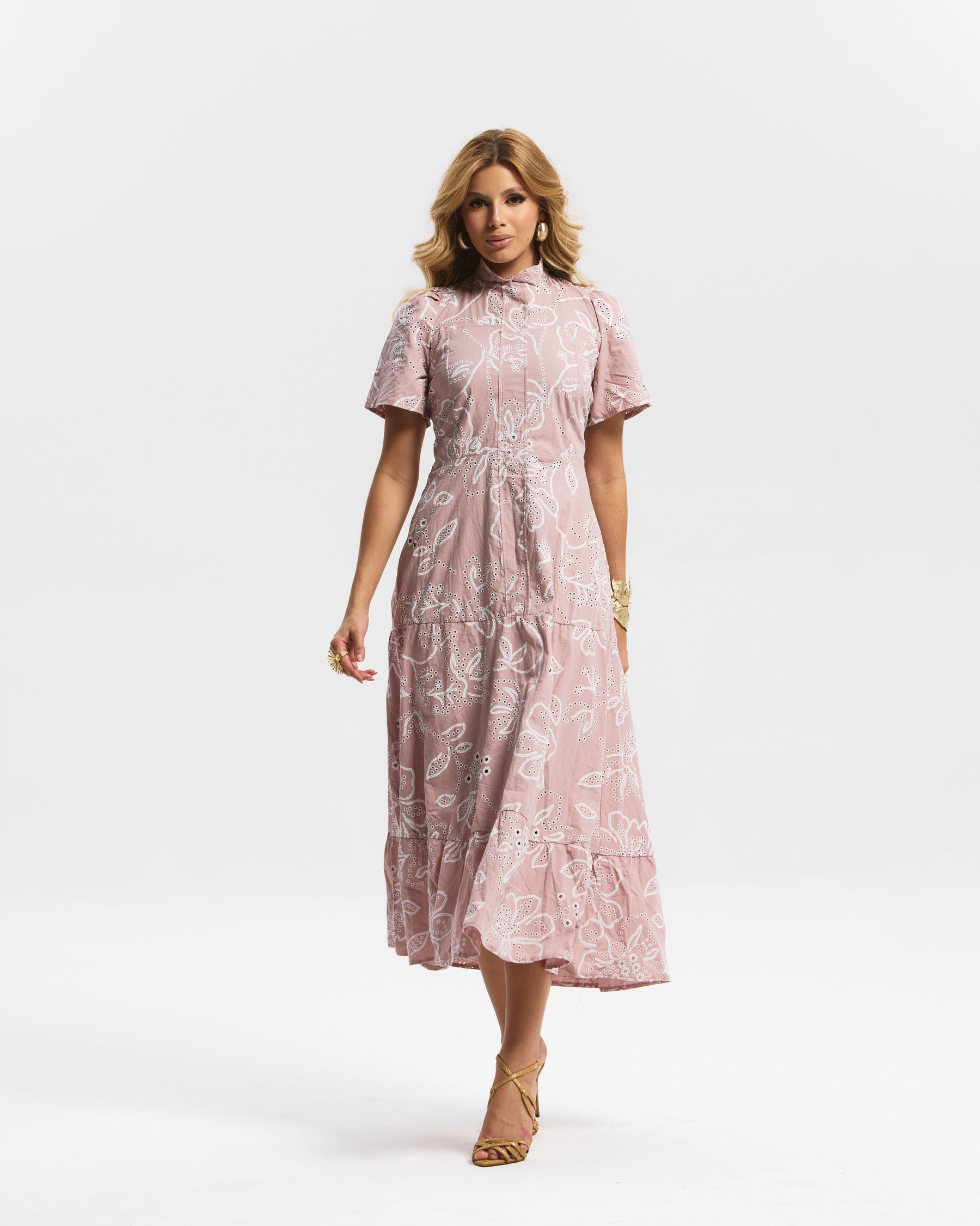 Vestido Longo Tricoline Bordado