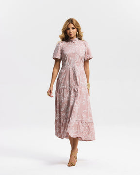 Vestido Longo Tricoline Bordado