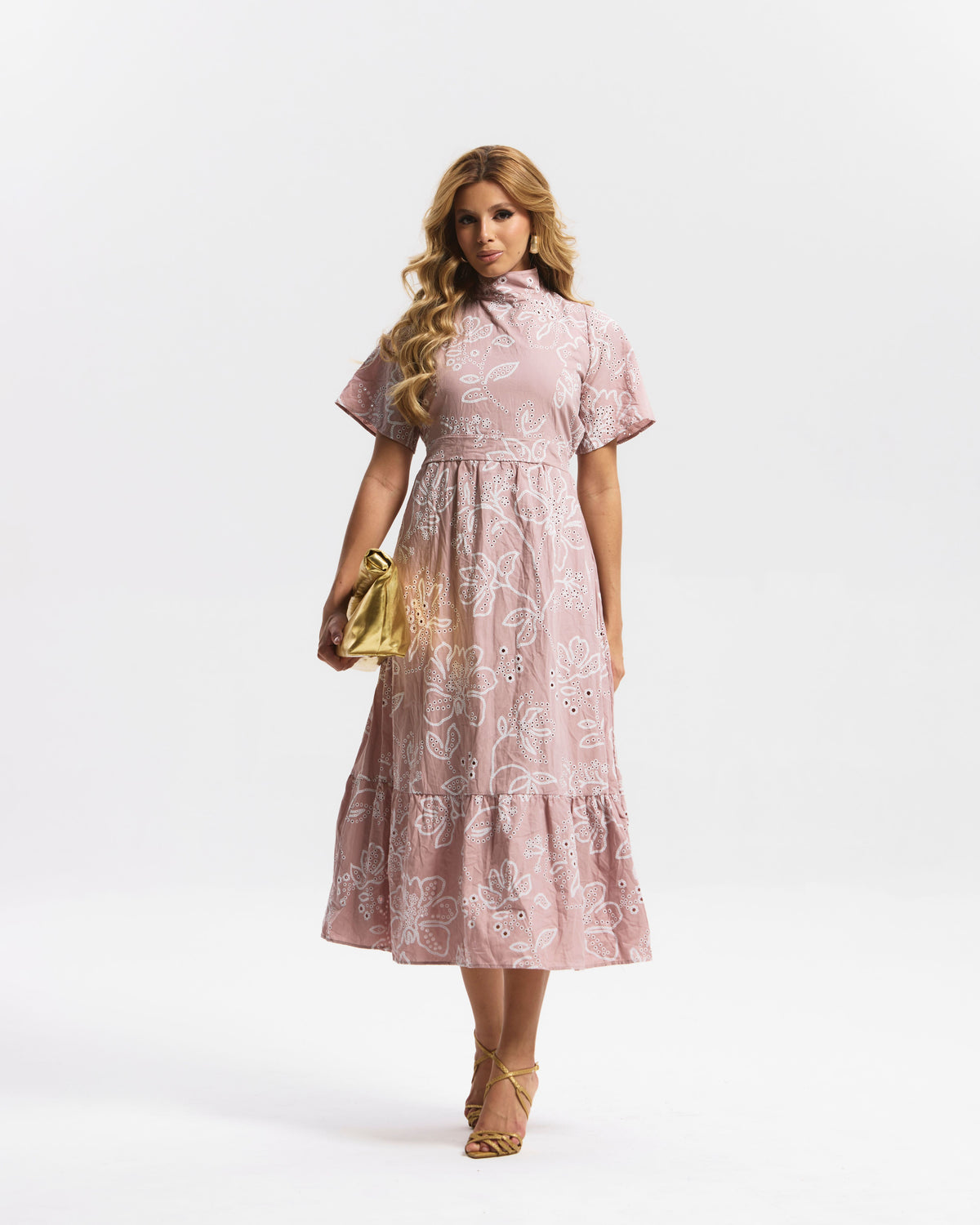 VESTIDO LONGO TRICOLINE BORDADO