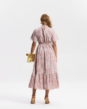 VESTIDO LONGO TRICOLINE BORDADO