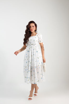 Vestido Midi Laise Bordado 3D
