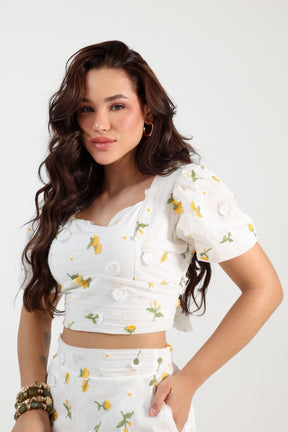 Conjunto Curto  Laise Bordado 3D