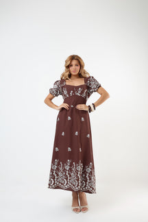 Vestido Longo Viscolinho Bordado