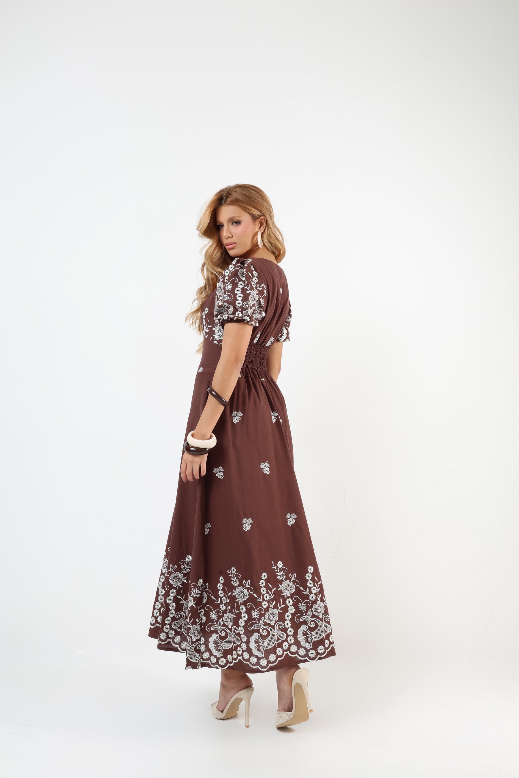 Vestido Longo Viscolinho Bordado