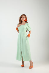 Vestido Longo  Linho Verde