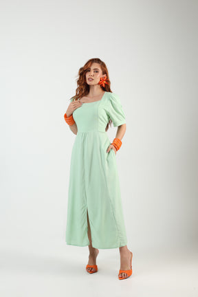 Vestido Longo  Linho Verde