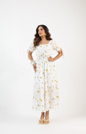 Vestido Midi Laise Bordado 3D