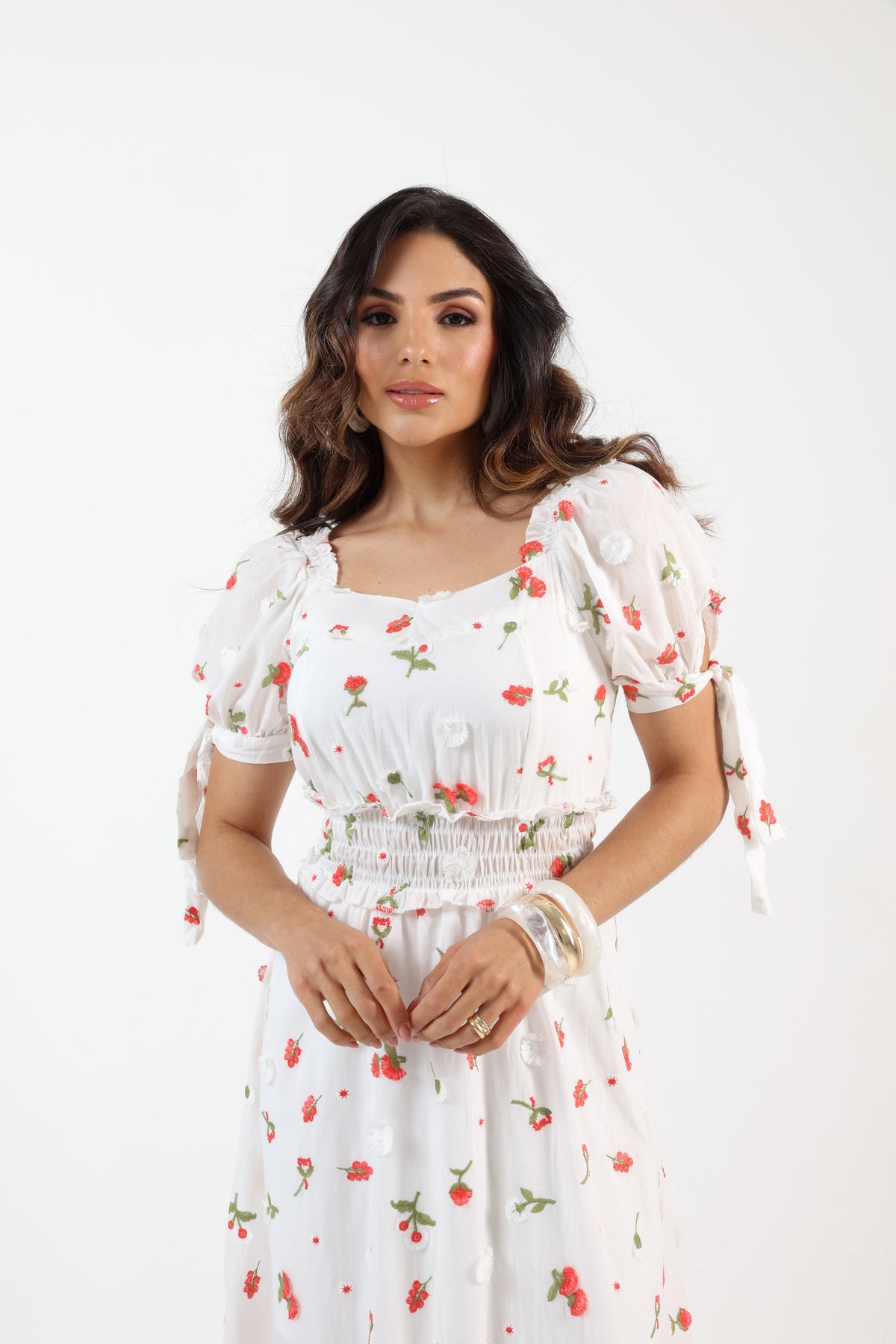 Vestido Midi Laise Bordado 3D
